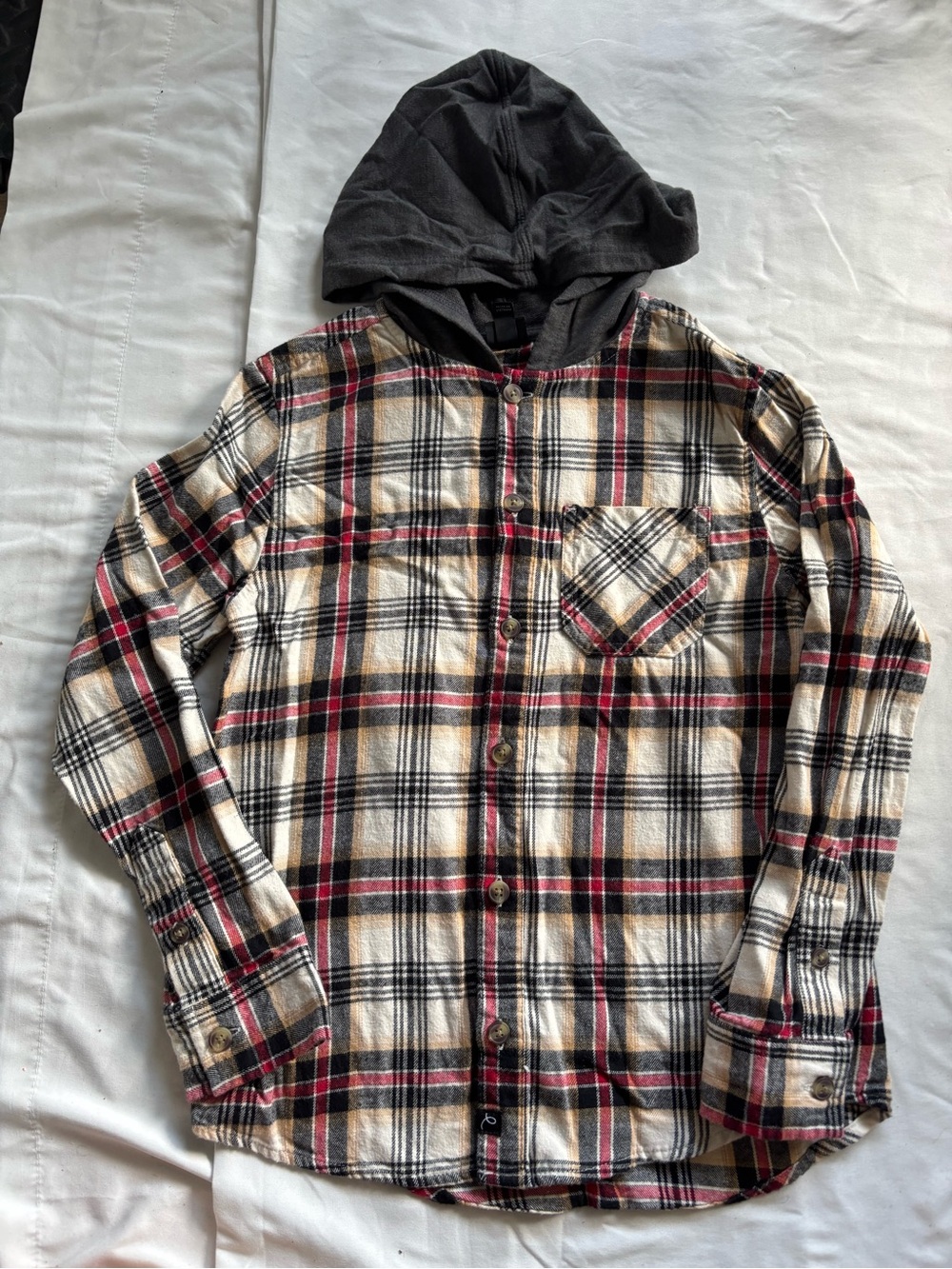 Art Class Boys Plaid Hooded Flannel Button Down Shirt, Medium (8/10)